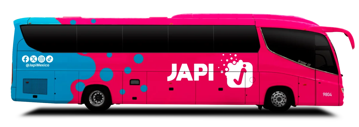 Autobús de Japi en tono azul