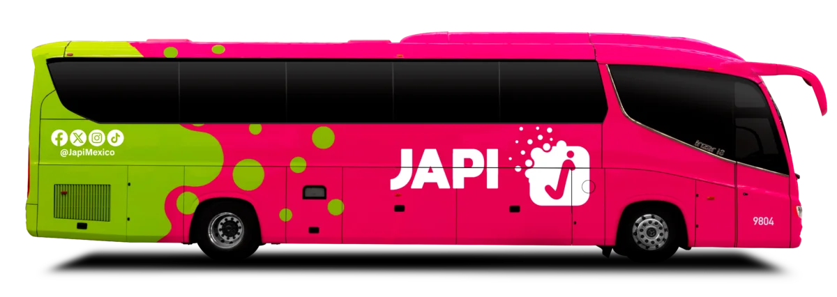 Autobús de Japi en tono verde