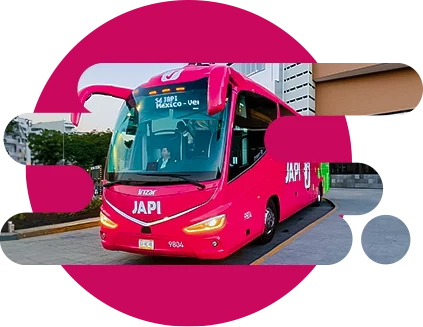 Autobús Japi saliendo de Encuentro Oceania
