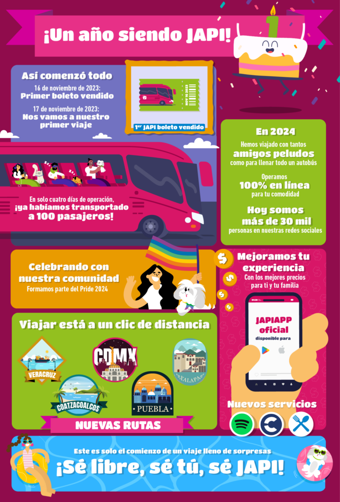 Infografia sobre el feliz primer aniversario de JAPI