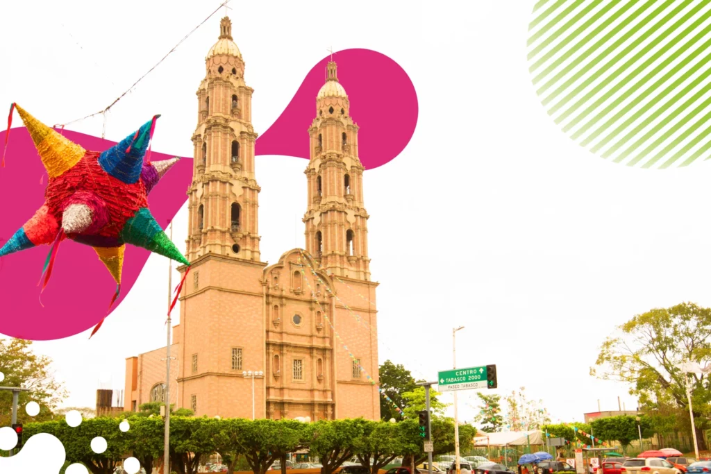vista de una iglesia y al costado una piñata | JAPI