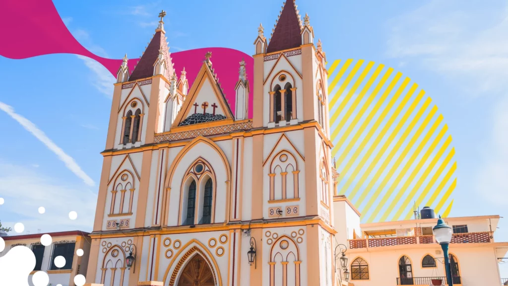 fachada de iglesia blanco con rosa | JAPI