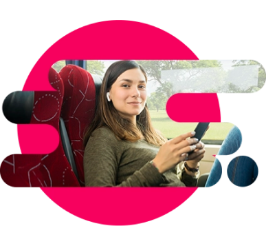 mujer viajando en autobús Japi