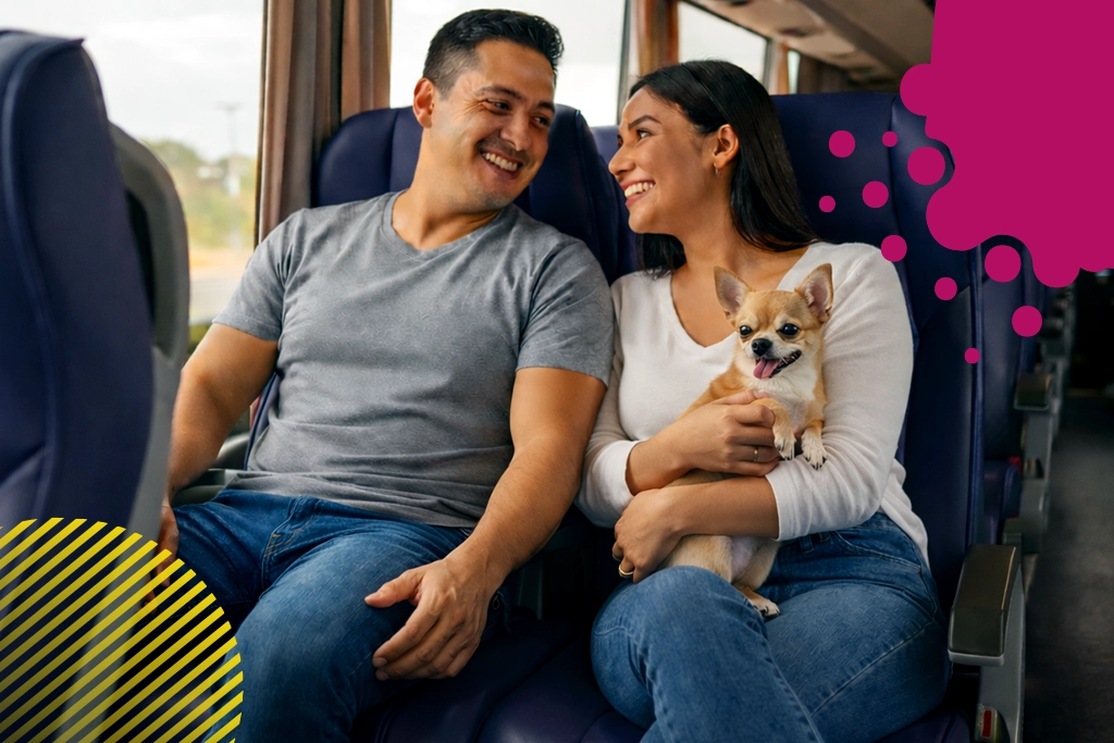 pareja en autobús con su perro | JAPI