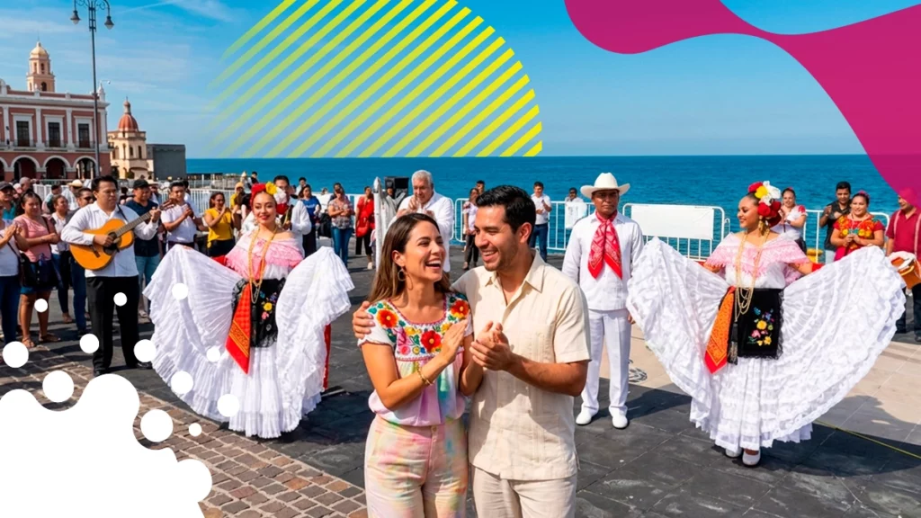 pareja tomandose de la mano frente a baile veracruzano | JAPI